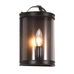 6 in. 1-Light Farmhouse Oil Rubbed Bronze Vanity Light with Clear Glass Shade