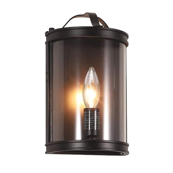 pasentel 6 in. 1-Light Farmhouse Oil Rubbed Bronze Vanity Light with Clear Glass Shade