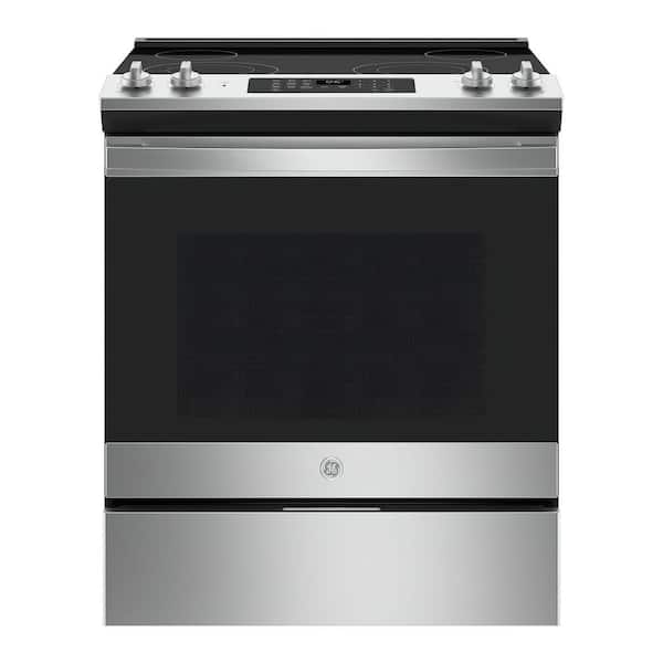 GE 30 in. 5.3 cu. ft. Slide-In Electric Range in Stainless Steel with Self Clean
