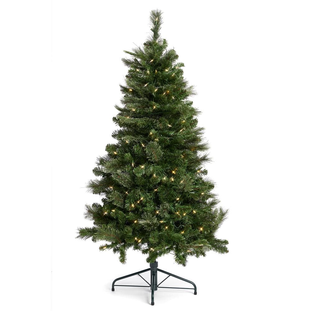 5-Foot Green Artificial Christmas Tree with Color-Changing LED Lights