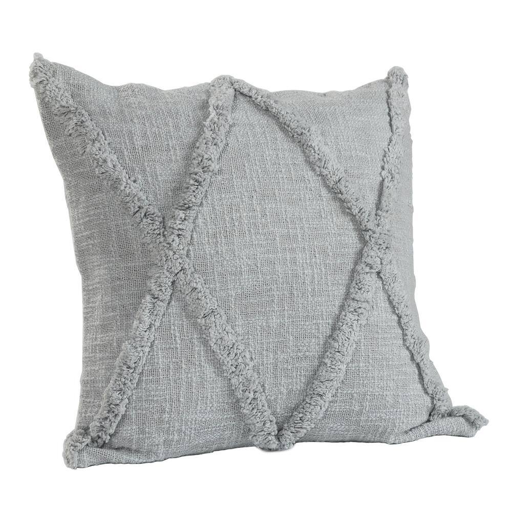 Reese Light Gray Cotton Geometric 18" Square Throw Pillow Set