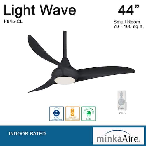 Light Wave 44 in. LED Indoor Coal Ceiling Fan with Light and Remote Control Ceiling Fans With Lights