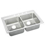 Lustertone Drop-In Stainless Steel 33 in. 4-Hole Double Bowl ADA Compliant Kitchen Sink with 5.5 in. Bowls