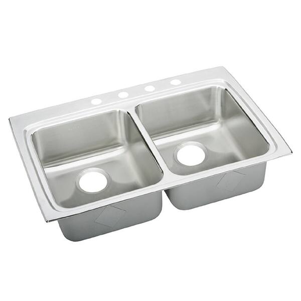 Elkay Lustertone 33 In Drop In 2 Bowl 18 Gauge Stainless Steel Sink