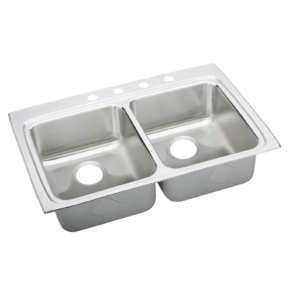 Elkay Lustertone DropIn Stainless Steel 33 in. 4Hole Double Bowl ADA