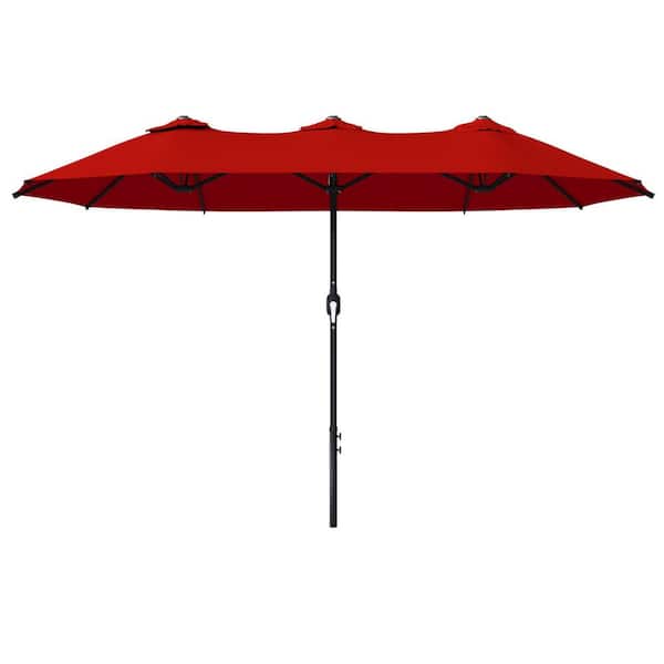 12.5 ft. x 6.6 ft. Market Double Sided Umbrella Outdoor Patio Umbrella Twin Umbrellas in Red