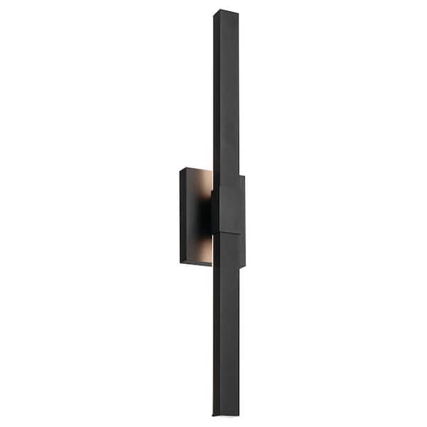 Nocar 30 in. 1-Light Textured Black Modern Outdoor Hardwired Wall Lantern Sconce with Integrated LED (1-Pack)