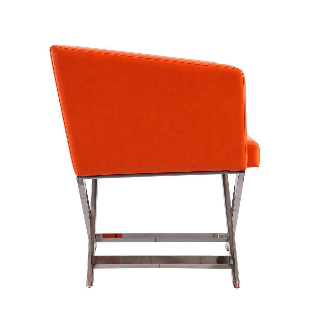 Hollywood Chrome Orange Faux Leather Director's Accent Chair
