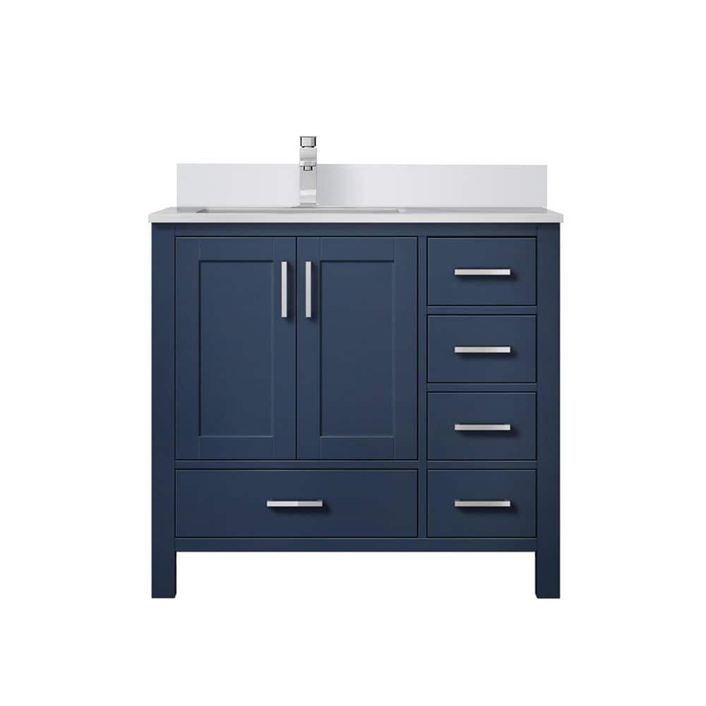 Jacques 36 in. W x 22 in. D Left Offset Navy Blue Bath Vanity with White Quartz Top, and Faucet Set price history on PriceWatchPro
