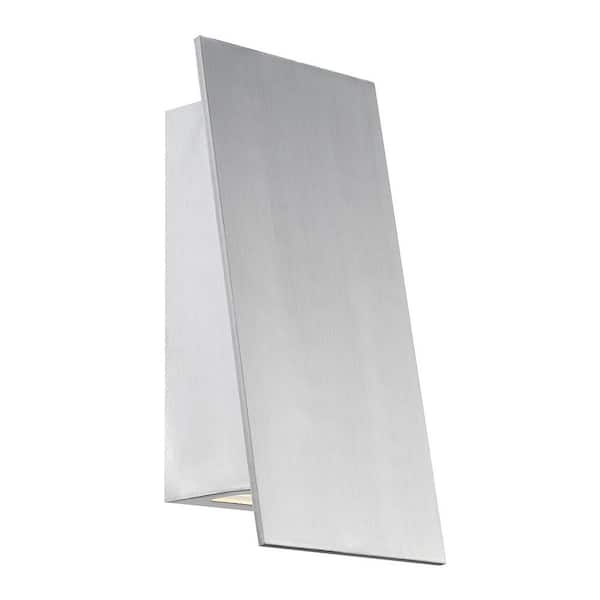 WAC Lighting Slant 11 in. Brushed Aluminum Integrated LED Outdoor Wall Sconce, 3000K