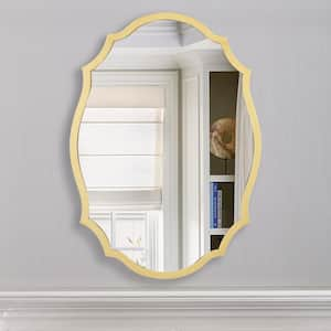 19.6 in. W x 27.5 in. H Round Framed Wall Mounted Bathroom Vanity Mirror in Gold