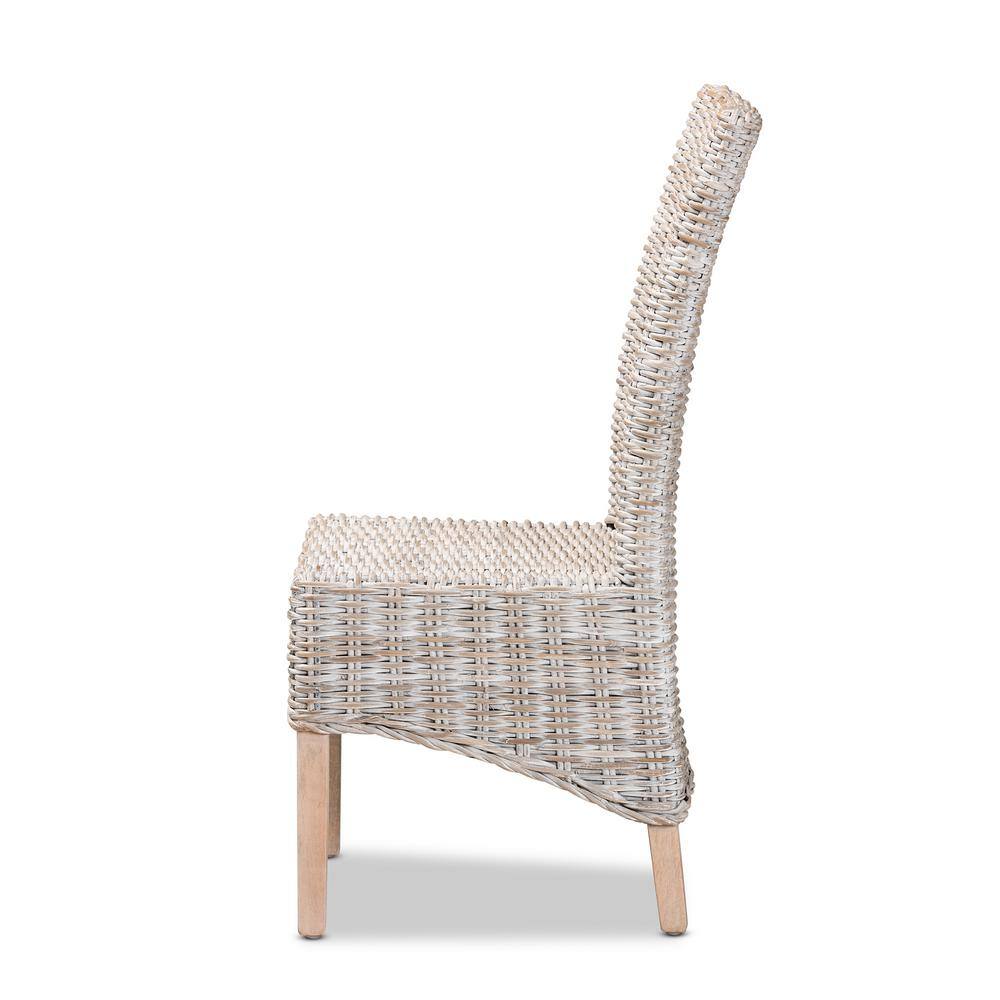 Trianna High Back White and Natural Rattan Dining Chair