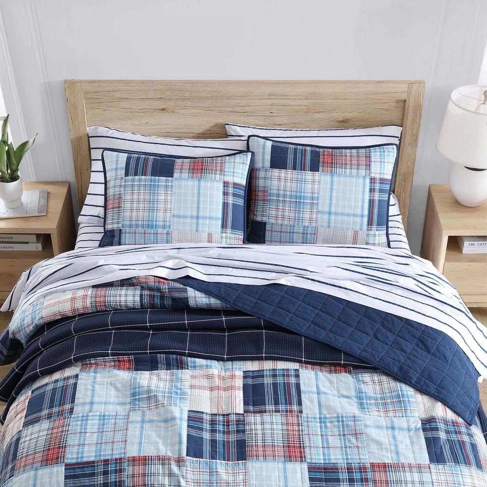 Stony Point Blue Plaid Cotton King Shams