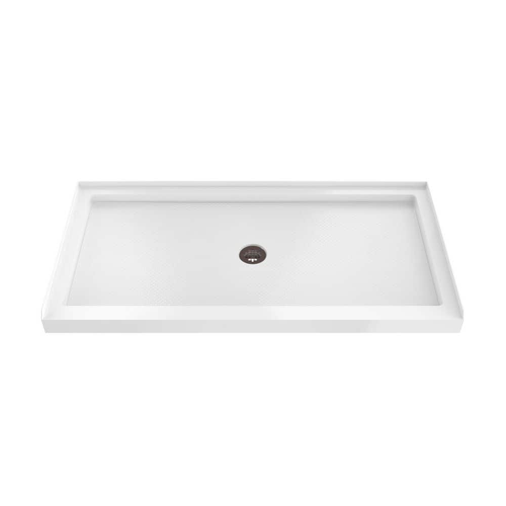 SlimLine 60 in. L x 34 in. W Alcove Rectangular White Shower Pan Base with 2 in. Round Center Drain in Oil Rubbed Bronze price history on PriceWatchPro