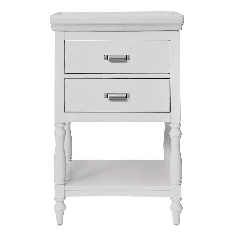 24'' White Freestanding Bathroom Vanity with Ceramic Top