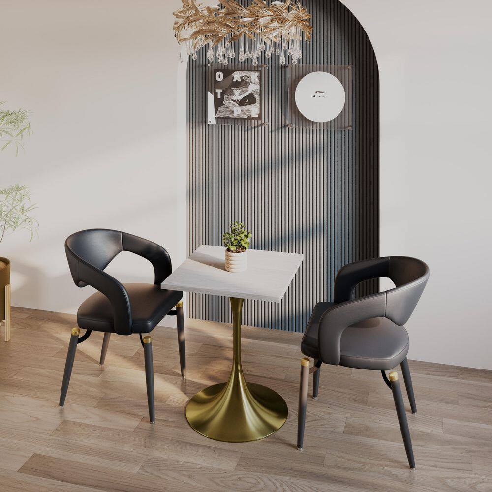 Leisuremod Verve 24 in. Wide Square Dining Table MDF Wood Tabletop and ...