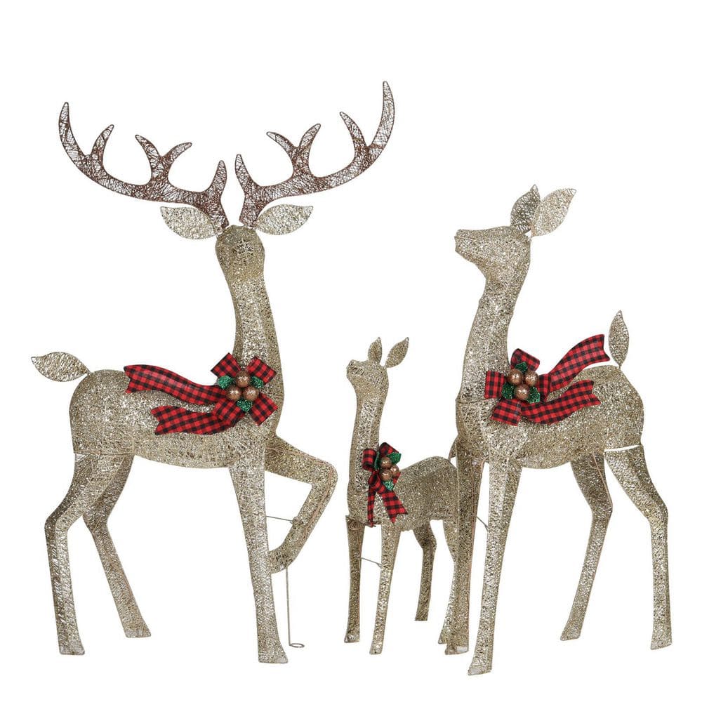 りょう様オーダー専用Christmas アレンジ.壁掛けオブジェ他おまとめ 26 in. Gold Metal Outdoor Lighted Christmas Decoration Reindeer