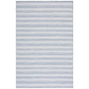 Hampton Blue 6 ft. x 10 ft. Faded Striped Indoor/Outdoor Area Rug