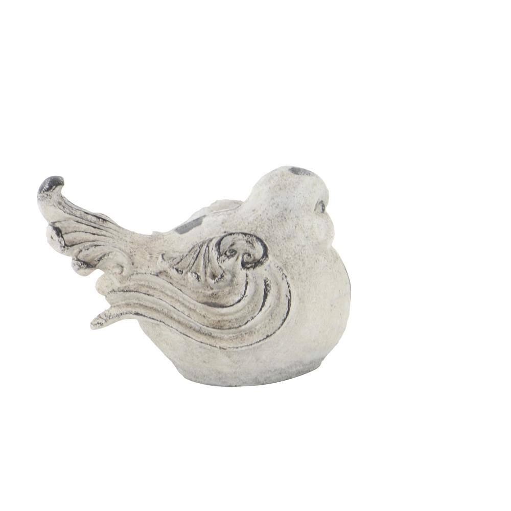 Gray Polystone Bird Garden Sculptures, Set of 2, 12" x 8"