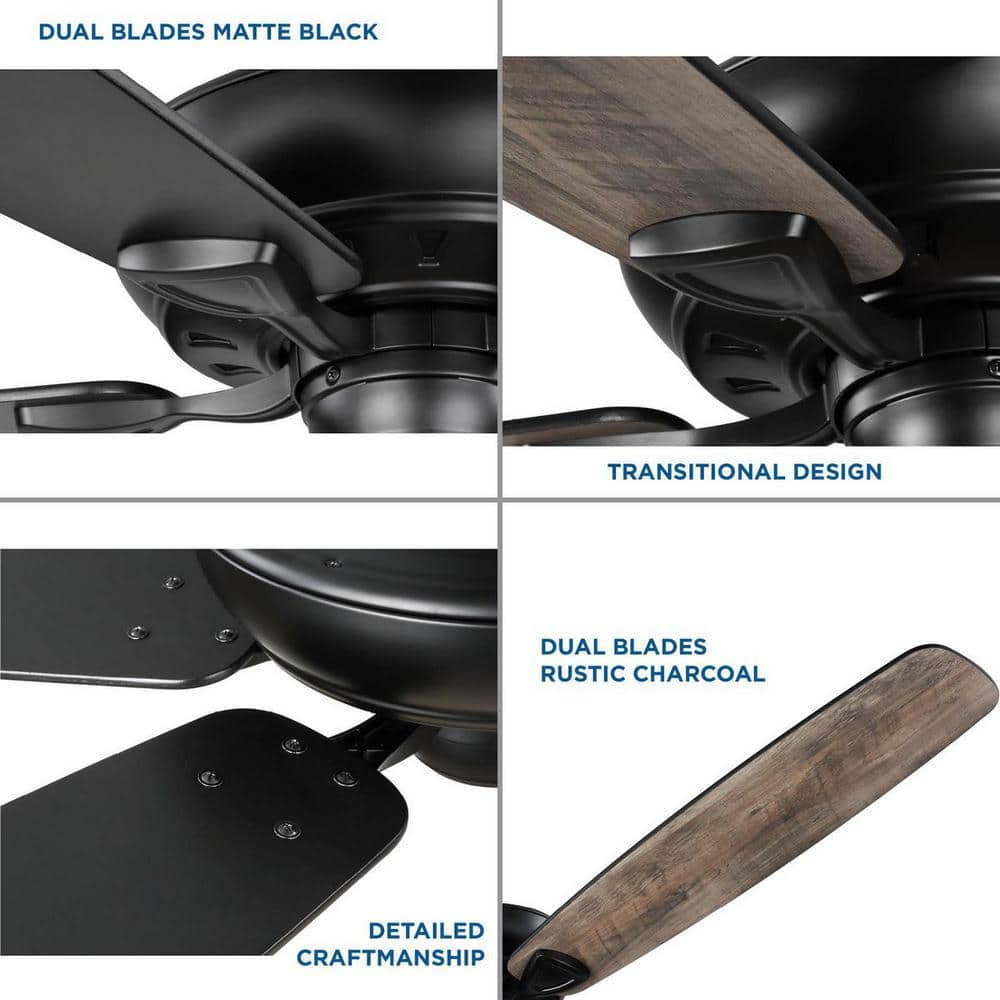 Kennedale 72-Inch Matte Black Ceiling Fan with Reversible Blades