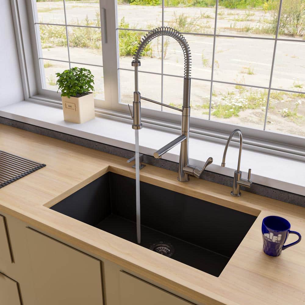 Alfi Brand Ab3322um Bla 33 Single Bowl Undermount Granite Composite Kitchen Sink Black