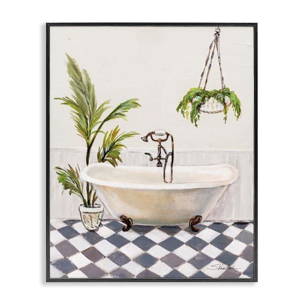 Stupell Industries Crisp Cottage Bathroom by Silvia Vassileva Black Framed Nature Giclee Art Print 20 in. x 16 in.