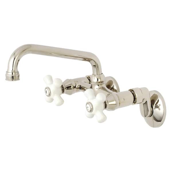 Kingston Brass Kingston 2-Handle Wall-Mount Standard Kitchen Faucet in Polished Nickel