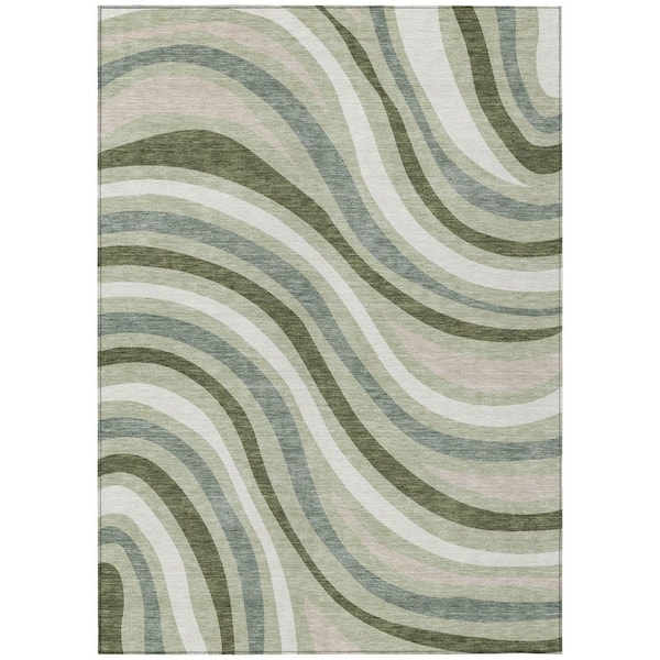 Chantille Machine Washable Indoor/Outdoor Abstract ACN2490 Sage 3 ft. x 4 ft. Area Rug