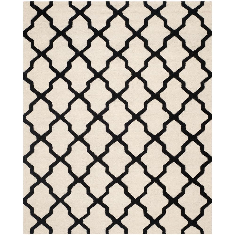 Handmade Cambridge Black/Ivory Wool 8' x 10' Tufted Area Rug