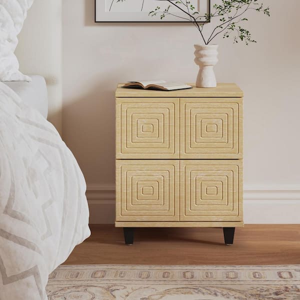 Agustin Natural 2-Drawer 18 in. W Nightstand