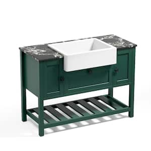 48 in. W x 22 in. D x 35 in . H Freestanding Bath Vanity in Green with MDF Top and White Basin