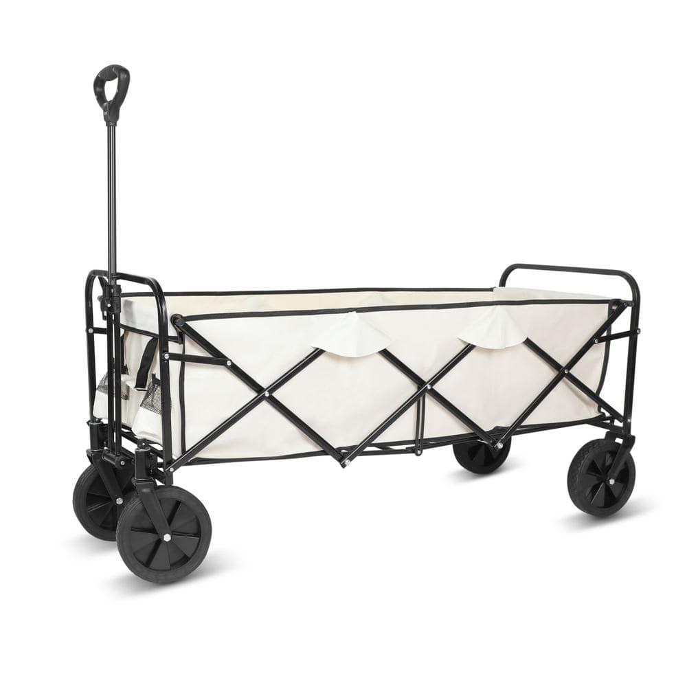 SUNRINX 7 cu. ft. Steel and Fabric Garden Cart in White MG6549DSJ The Home Depot