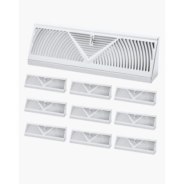 VEVOR Floor Registers 15 in. x 5 in. Steel Diffuser Register in White 10-Pack Baseboard Registers Heavy-Duty Floor Vents