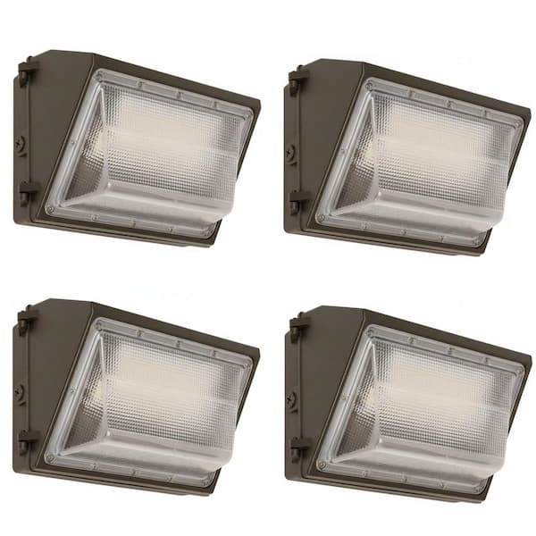 400-Watt Equivalent Integrated LED Selectable 3CCT Bronze Outdoor Commercial Security Wall Pack Light (4-Pack)