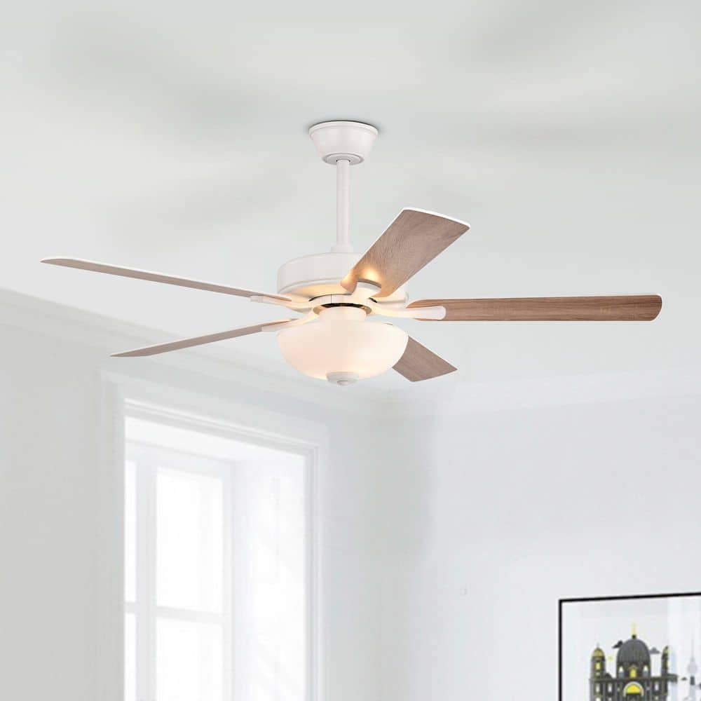 52 in. White 5-Blade Integrated LED 6-Speed Indoor Ceiling Fan with Light Kit and Remote Control price history on PriceWatchPro