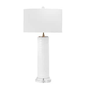 Verona 31 in. White Glass Contemporary Table Lamp with Shade