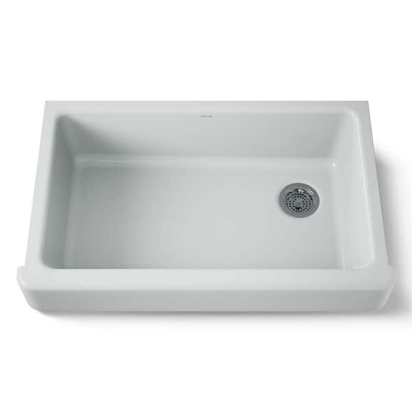 KOHLER Whitehaven Farmhouse Apron-Front Cast Iron 36 in. Single Basin Kitchen Sink in Ice Grey