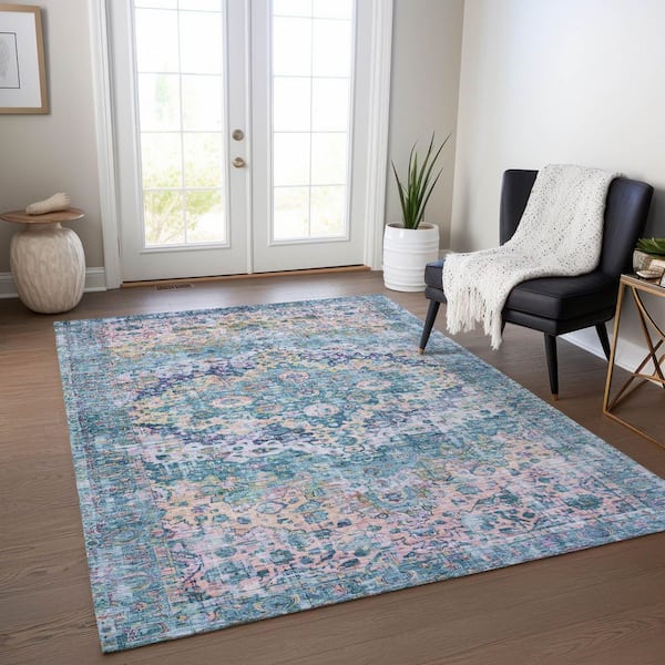 Chantille Machine Washable Indoor/Outdoor Abstract ACN1755 Denim 5 ft. x 7 ft. 6 in. Area Rug