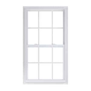 31.375 in. x 59.25 in. 50 Series Low-E Argon Glass Single Hung White Vinyl Fin Window with Grids, Screen Incl