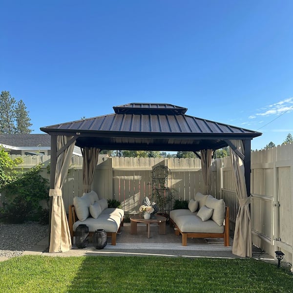 PURPLE LEAF 10 ft. x 12 ft. Bronze Aluminum Outdoor Hardtop Gazebo
