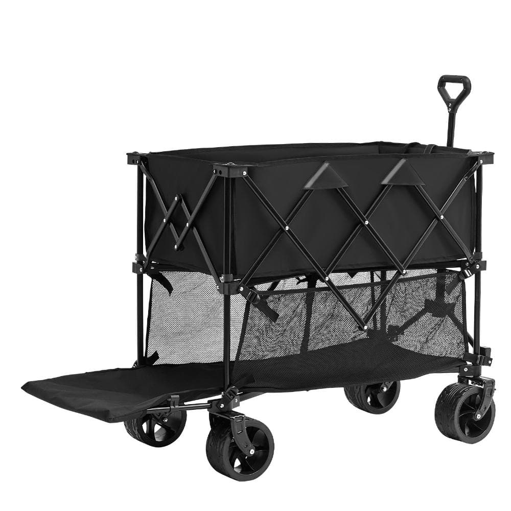 Double Decker Wagon 400 L 450 lb Folding Cart 7 in All-Terrain Wheels Iron Frame 600D Oxford Camping Garden price history on PriceWatchPro