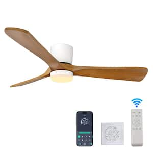 42 in. Smart Wood Indoor White Ceiling Fan with 3-Colors LED Light and Dimmer and DC Moter and App/Wall Switch/Remote