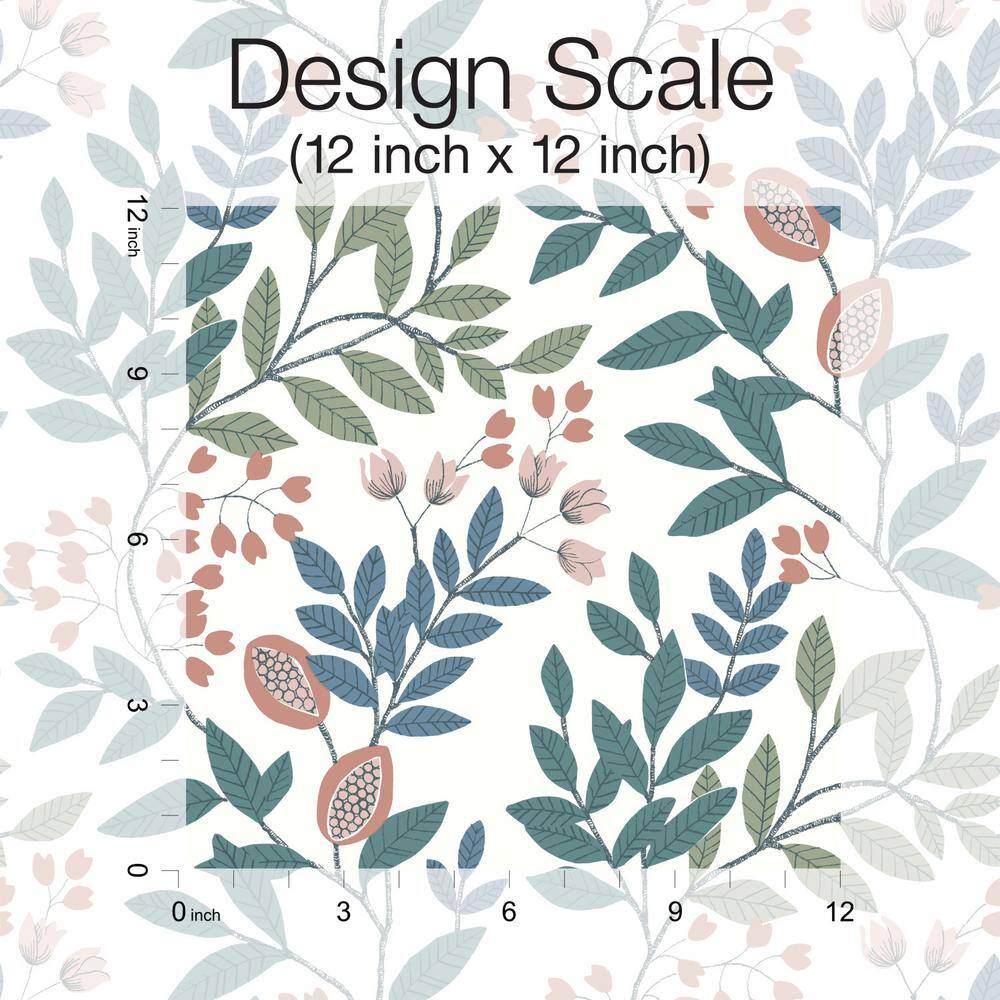 Eden Retreat White Pink Teal Floral Double Roll Wallpaper