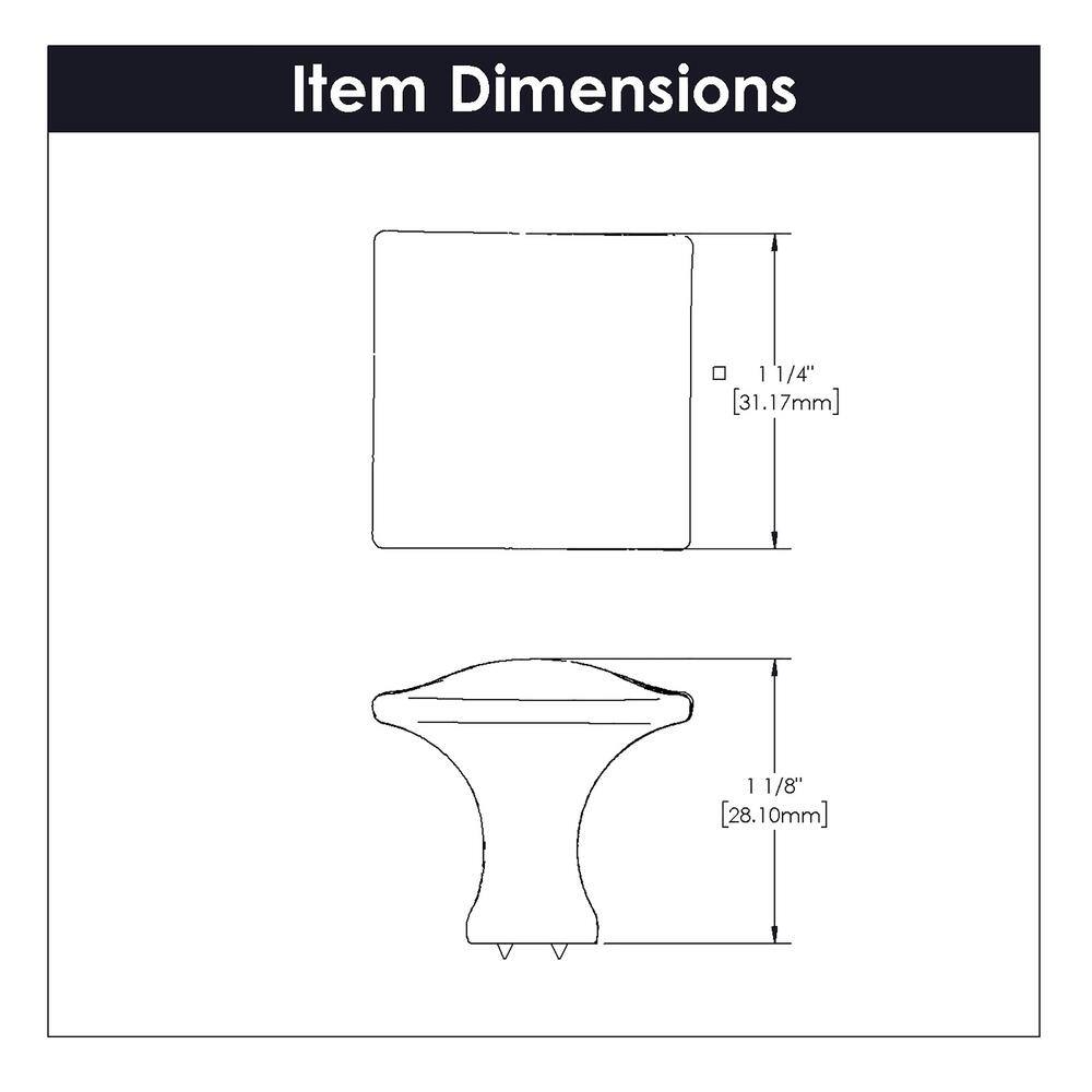 Chrome Square Modern Cabinet Knob with Mounting Hardware