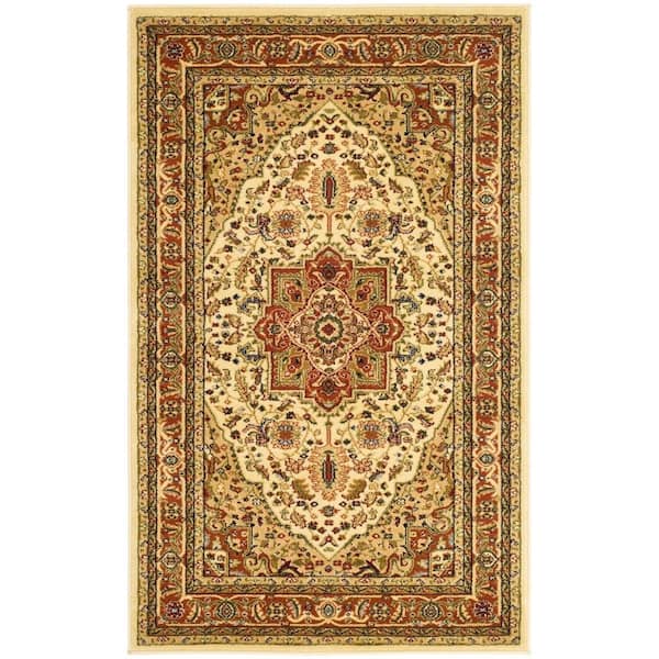 SAFAVIEH Lyndhurst Ivory/Rust 4 ft. x 6 ft. Floral Border Medallion Area Rug