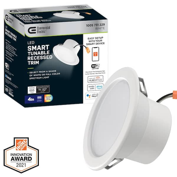 Altid han etnisk Commercial Electric 4 in. T20 Smart Adjustable CCT Integrated LED Recessed  Light Trim Powered by Hubspace Kitchen Bedroom Family Room 538552010 - The  Home Depot