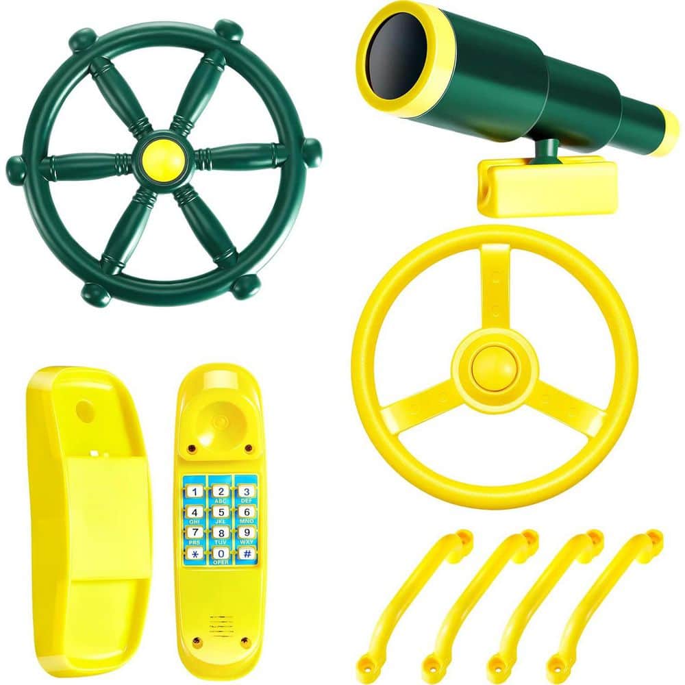 Playground Accessories Pirate Ship Playset with Wheel Telescope Safety Handles Toy Phone for Outdoor Treehouse price history on PriceWatchPro