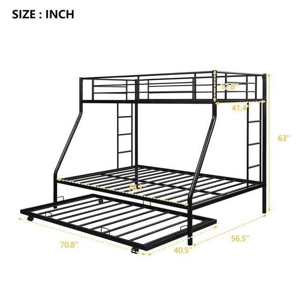 Black Twin Over Full Metal Bunk Bed, Wooden Loft Bed Assembly Instructions