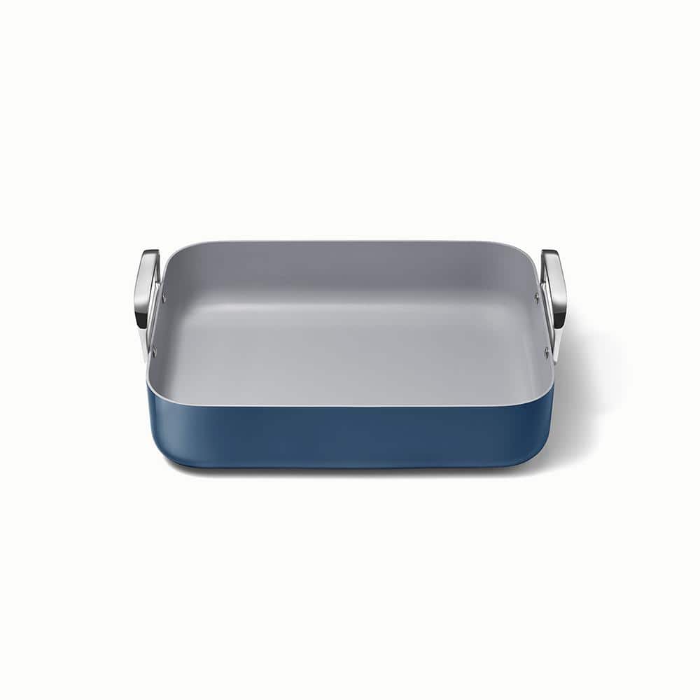 Navy Blue Ceramic Nonstick Square Roasting Pan with Rack