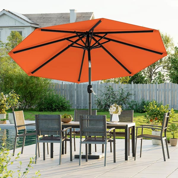 9ft patio umbrella orange JOYESERY 9 ft. Patio Market Umbrellas with Crank and Tilt Button in Orange  J-UM-098OY